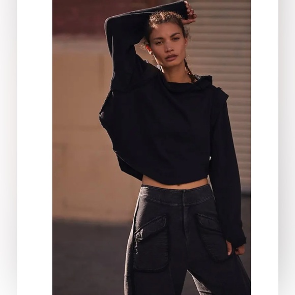 FREE PEOPLE Second Position Hoodie - Black,All Products : American Fashion Style Bags On Sale